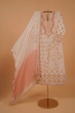 Beautiful embroidered suit & Salwar Set with handwork embroidery in coral pink - Image 2