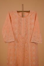 Rose pink suit set with cutwork and Mukaish