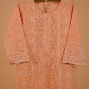 Rose pink suit set with cutwork and Mukaish