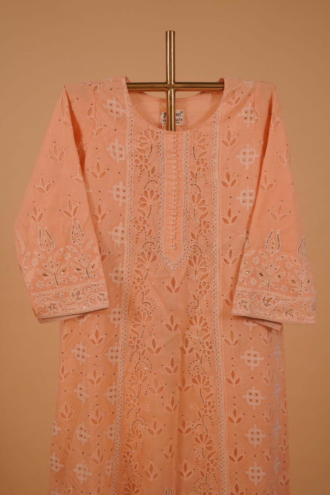 DSC02802 Rose pink suit set with cutwork and Mukaish - Image 1