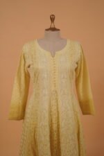 Lime Yellow Anarkali salwar with full Embroidery