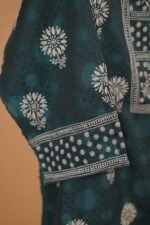 Peacock blue semi-stitched embroidered salwar suit set 4pcs - Image 2