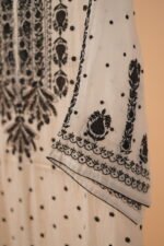 White Salwar suit set with handwork embroidery in black - Image 3