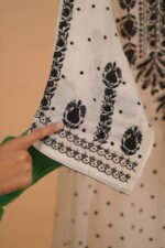 White Salwar suit set with handwork embroidery in black - Image 5