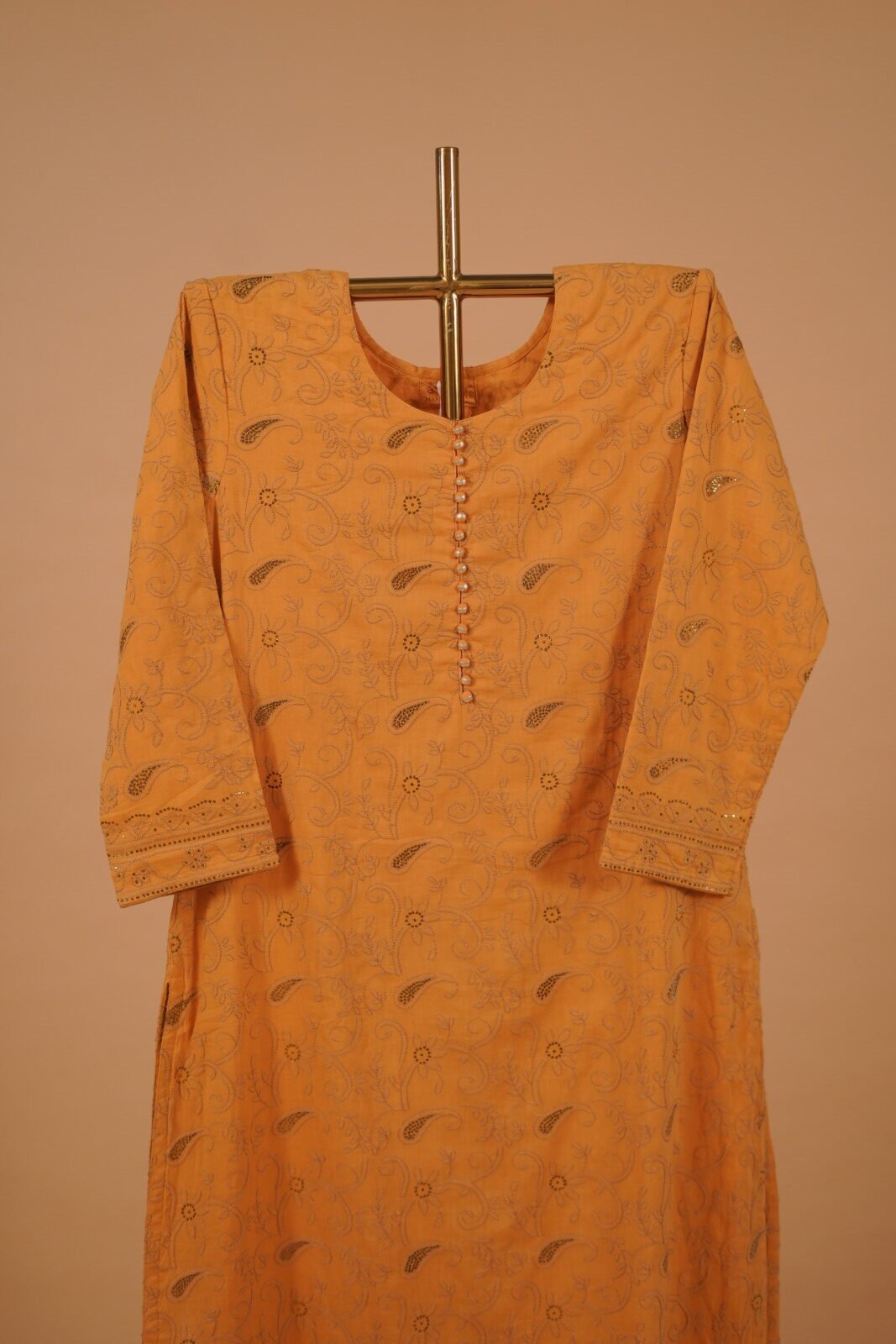 DSC02895 - Copy Yellow salwar suit set with Mukaish and embroidery work - Image 1