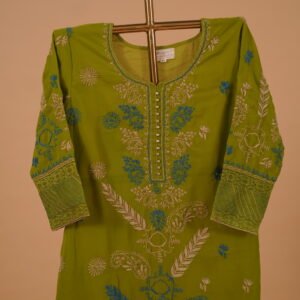 Green embroidered salwar suit set in georgette