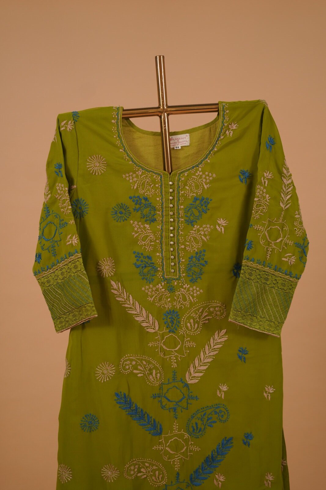DSC02905 Green embroidered salwar suit set in georgette - Image 1