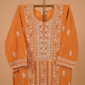Orange embroidered suit set 4  pcs