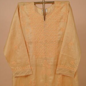 Yellow chikankari salwar suit set in tissue 4 pcs set