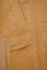 Yellow chikankari salwar suit set in tissue 4 pcs set - Image 2