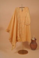 Yellow chikankari salwar suit set in tissue 4 pcs set - Image 3
