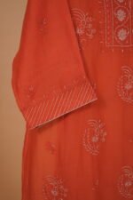Red Mulchanderi suit set with embroidered work (4pcs) - Image 2