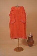 Red Mulchanderi suit set with embroidered work (4pcs) - Image 4