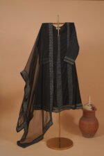 Black embroidered salwar suit set in cotton voil - Image 3