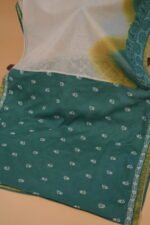 White embroidered saree with blue shade pallu - Image 3