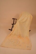 Yellow silk organza saree for party wear. Embellished with Zardozi and cutdana