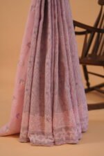 Mauve color kota embroidered saree with blouse and lining - Image 2