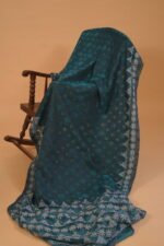 Peacock blue embroidered Saree with blouse attached and lining - Image 5