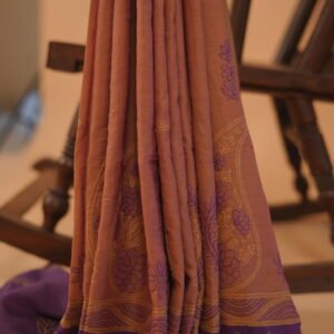 Alankrit Cotton saree with handmade embroidery attached blouse