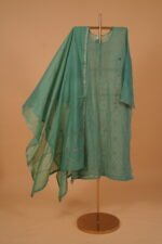 Blue chikankari suit set with cutwork and embroidery - Image 3