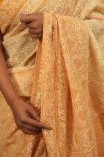 Yellow saree with Gota work and tapechi - Bakhiya border