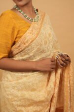 Yellow saree with Gota work and tapechi - Bakhiya border - Image 2