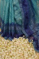 Hombre blue saree in cheque organza - Image 2