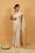 Pongal special saree with zari border & pallu in tissue kota and heavy embroidery