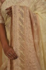 Shaded beige kota saree with Gotapatti work on border - Image 4