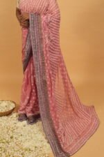 Purple kota saree with heavy hand embroidery all over - Image 5