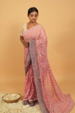 Purple kota saree with heavy hand embroidery all over - Image 6