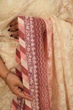 Violet cheque organza saree with java border - Image 4
