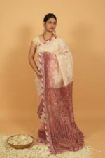 Violet cheque organza saree with java border