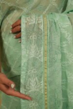 Kota saree in green with gota border and all over hand embroidery work