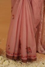 Light Pink Kota embroidered saree with gota border - Image 2