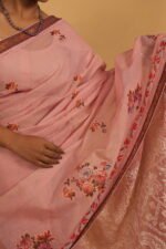Light Pink Kota embroidered saree with gota border - Image 4