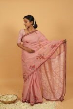 Light Pink Kota embroidered saree with gota border - Image 6