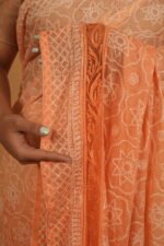 Orange kota saree with cutwork border - Image 2