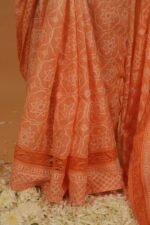 Orange kota saree with cutwork border - Image 3