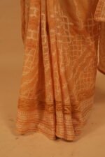 Mustard Yellow kota chikankari saree with tapechi and applique woork - Image 5