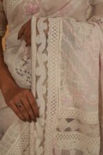 Shaded lilac and with saree with cutwork and pintucks on pallu - Image 3