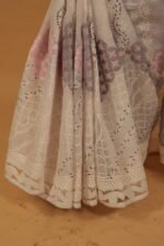 Shaded lilac and with saree with cutwork and pintucks on pallu - Image 6