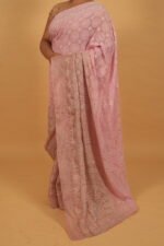 Mave kota saree with light zardozi tapechi embroidery and pintucks border