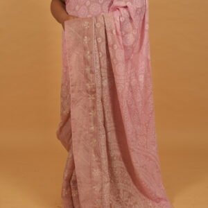 Mave kota saree with light zardozi tapechi embroidery and pintucks border