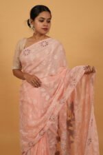Light pink kota saree with cutwork border - Image 5