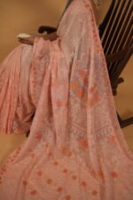 Baby pink kota saree applique work on pallua nd border - Image 2