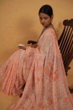Baby pink kota saree applique work on pallua nd border - Image 3