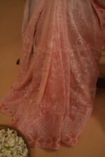 Baby pink kota saree applique work on pallua nd border - Image 4