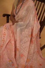 Pink hombre shaded kota saree with heavy embroidery work and mukaish border