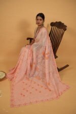 Baby pink kota saree applique work on pallua nd border
